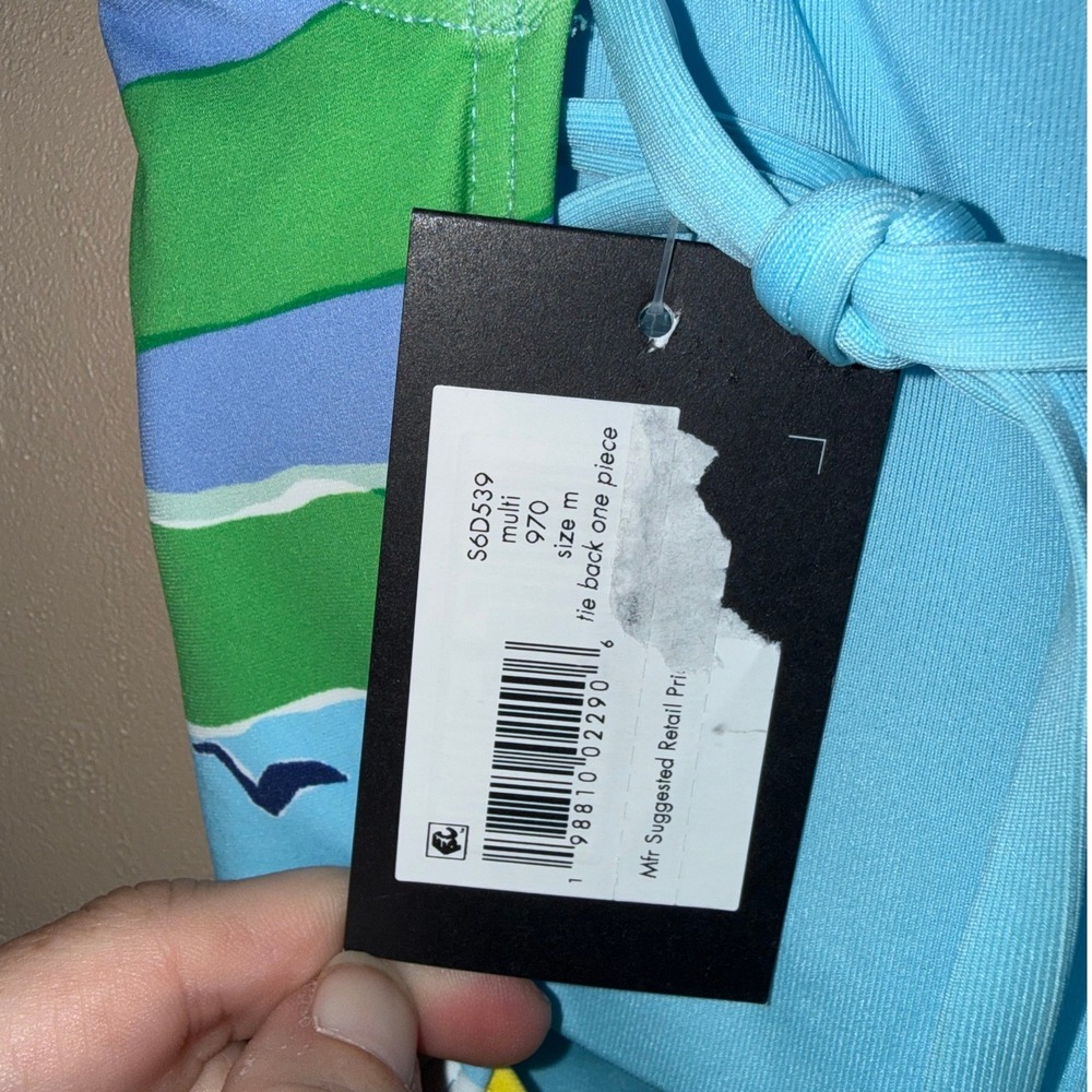 Kate Spade New York Beach Scene Tie Back One Piece Swimsuit Multi S6D539 Medium - Picture 3 of 7